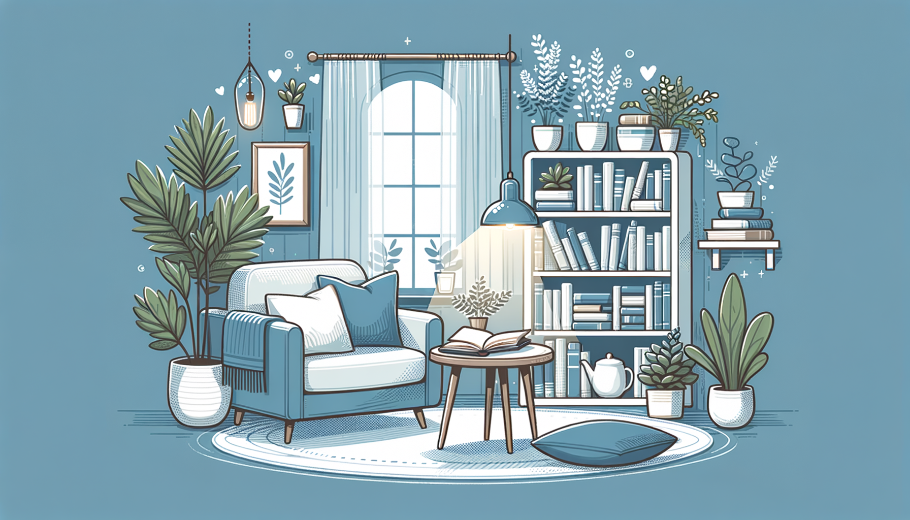 KI-generiertes Bild für: Tipps für die Gestaltung eines gemütlichen Leseecks